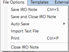 File Options Menu.